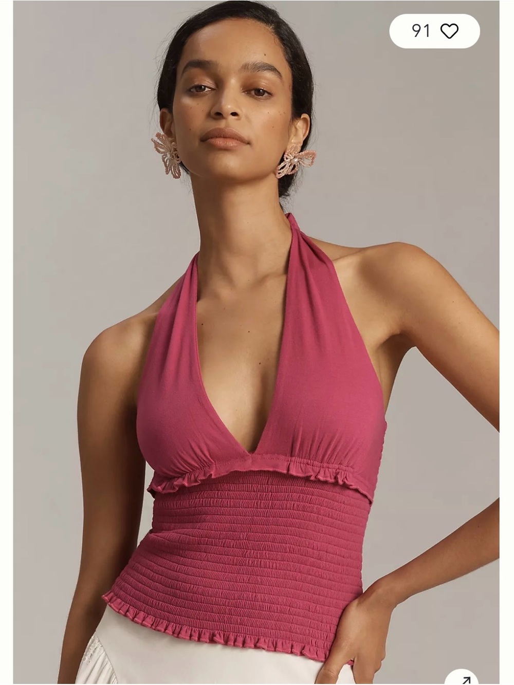 Anthropologie Danika smocked Halter Tank Top